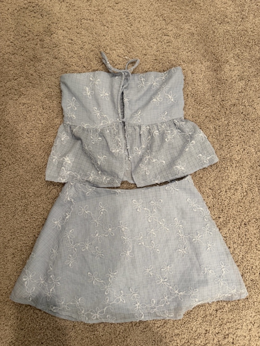 Princess Polly Light Blue Smocked Crop Top & Skirt Set